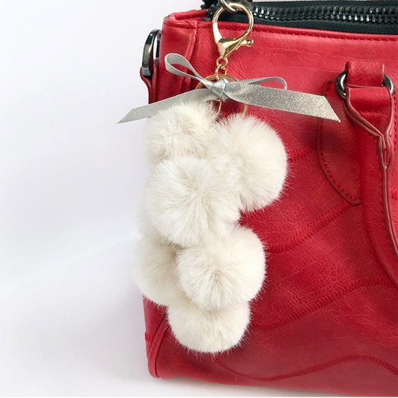Bunch of Grapes Faux Fur Pom Pom Keychain/Bag Charm NWT - Picture 4 of 7